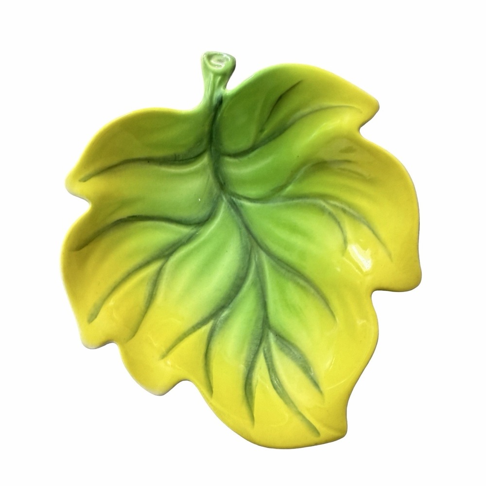 Vintage Carlton Ware‎ England Leaf Dish Yellow Green 2361 MCM Mid Century Retro